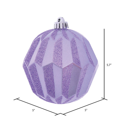 Vickerman 5" Lilac Glitter Faceted Ball Ornament 3 per Bag