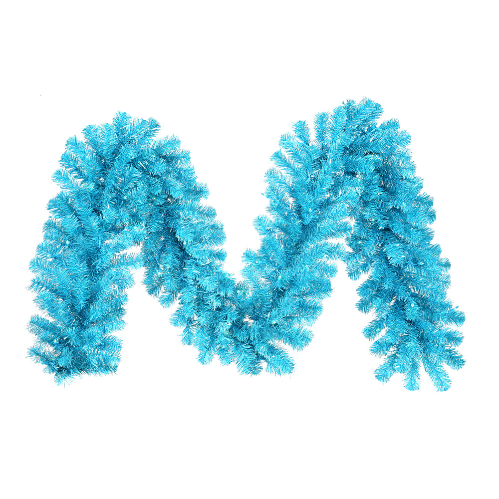 Vickerman 9' Sky Blue Artificial Christmas Garland Teal Dura-lit LED Mini Lights