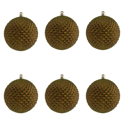 Vickerman 4" Olive Durian Glitter Ball Ornament 6 per Bag