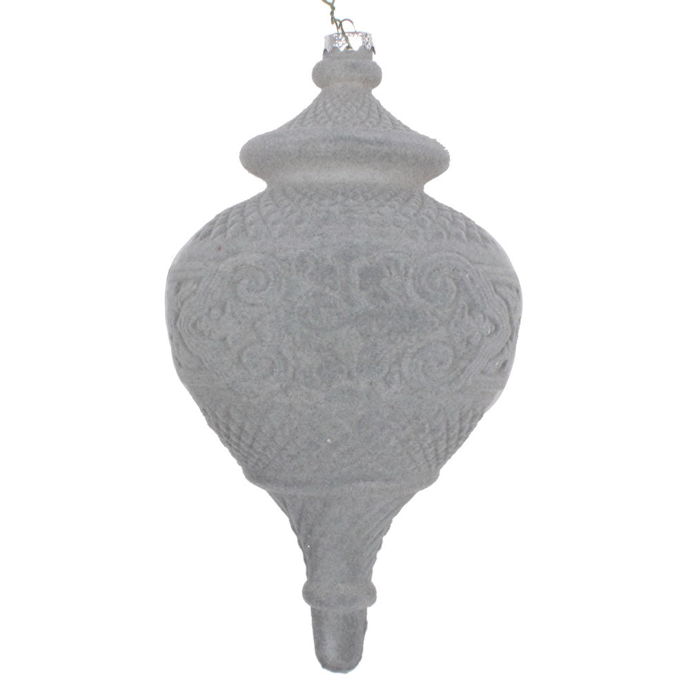 Vickerman 10.5" Silver Flocked Finial Ornament