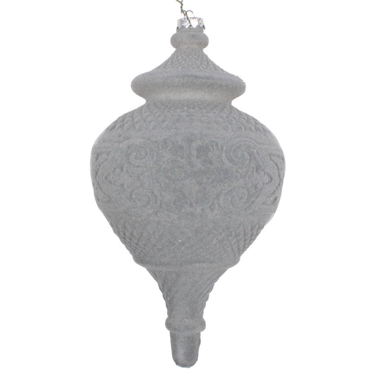 Vickerman 10.5" Silver Flocked Finial Ornament
