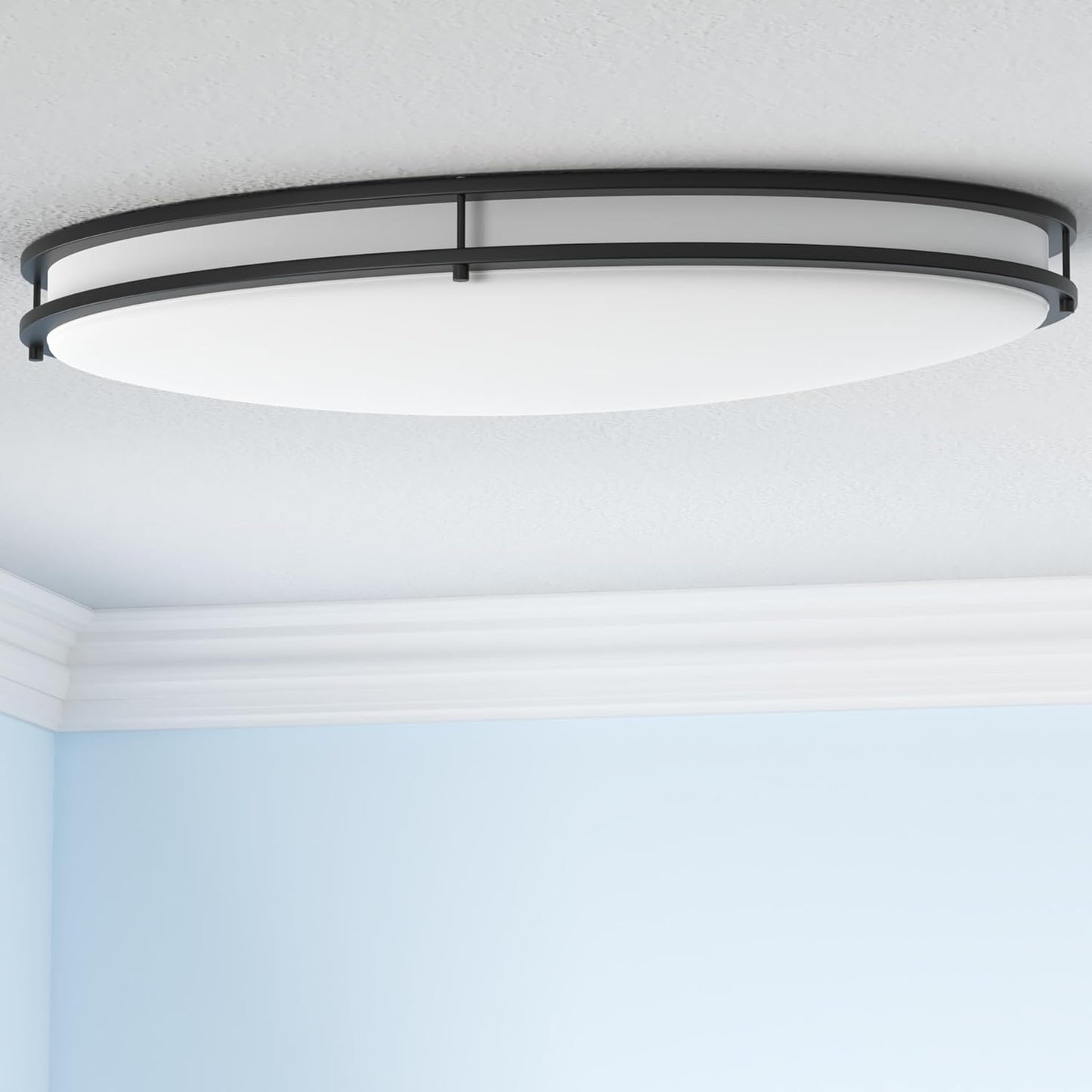 ASD Lighting LED Oval Double Ring Flushmount 32" 45W 120-277V Dimmable CCT Selectable 3000/4000/5000K Oil Rubbed Bronze ETL Energy Star