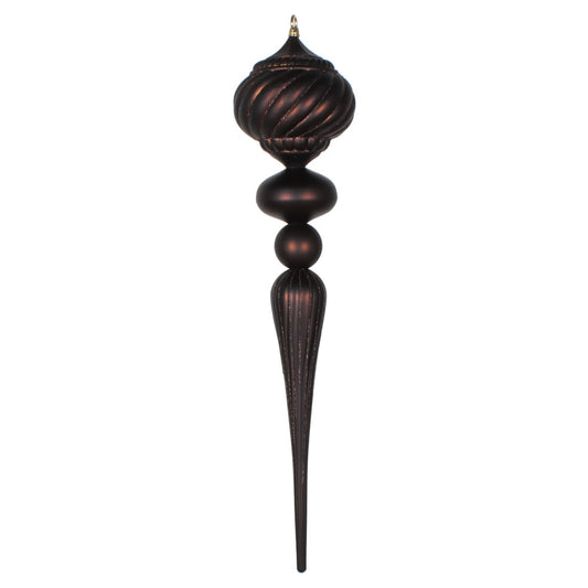 Vickerman 27" Chocolate Matte Glitter Onion Finial Ornament. This ornament is the perfect addition to any holiday decorating project.