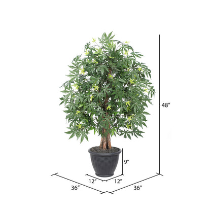 Vickerman 4' Artificial Japanese Maple Extra Full Bush Gray Round Plastic Container.