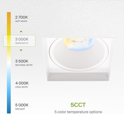 ASD Lighting LED Trimless Downlight Square 2inch 15W 120V Triac 2700/3000/3500/4000/5000K White ETL Energy Star