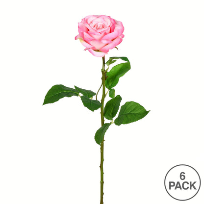 Vickerman 26" Artificial Pale Pink Rose Stem 6 per Bag