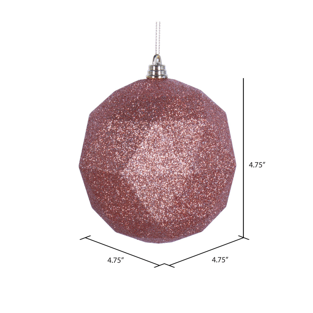 Vickerman 4.75" Rose Gold Glitter Geometric Ball Ornament 4 per bag