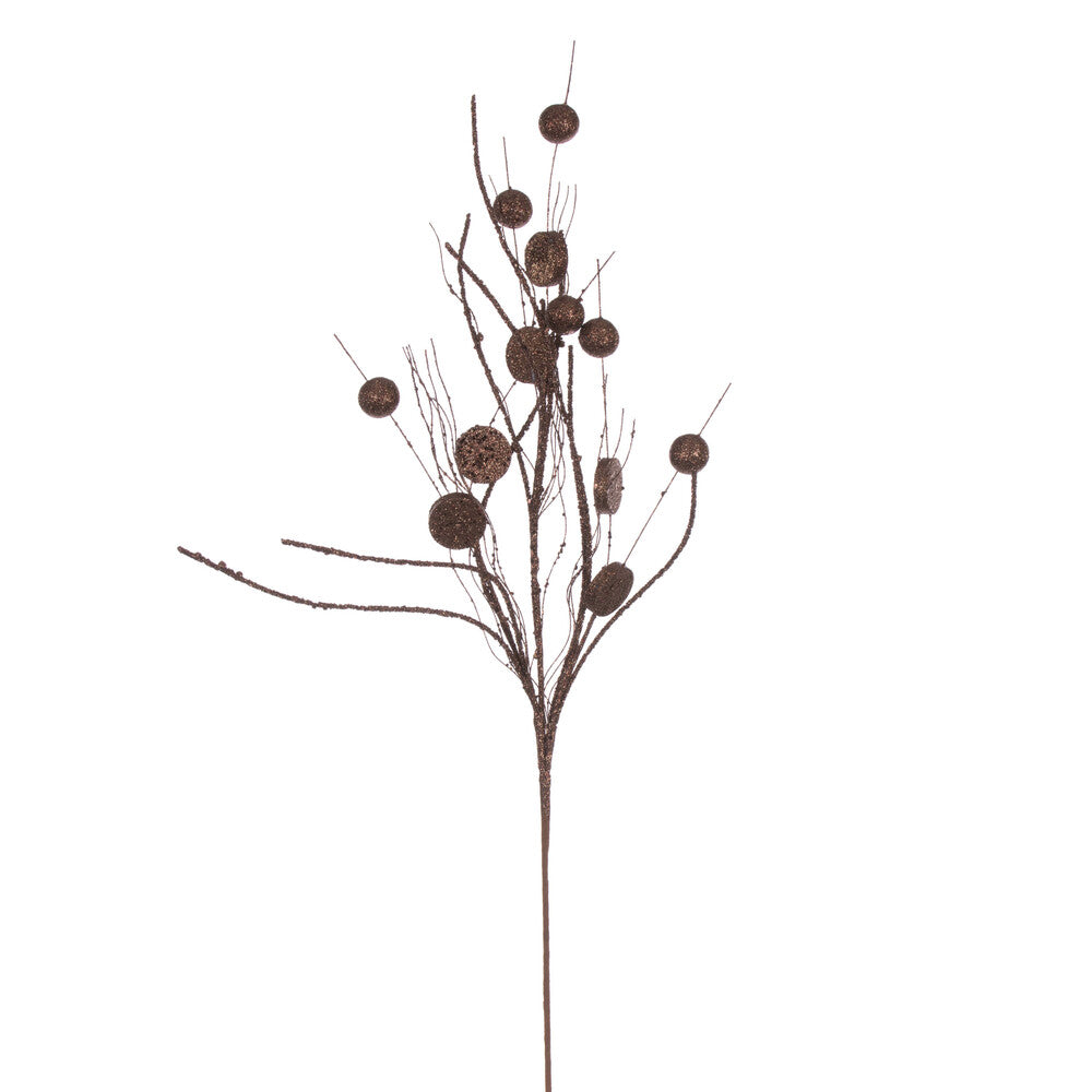 Vickerman 33" Mocha Ball and Coin Glitter Twig Spray 6 per bag.