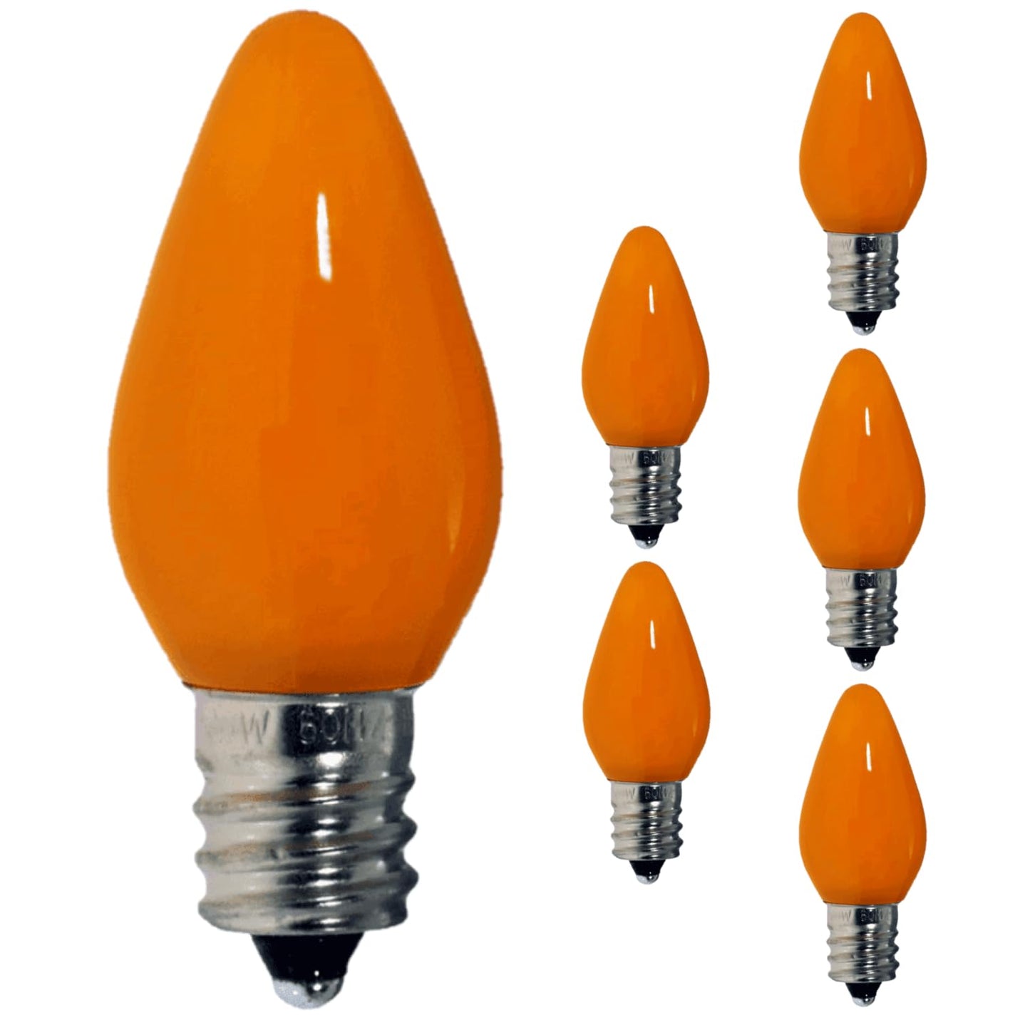 Damar- C7 LED Replacement Christmas Light Bulbs Twinkle Solid Orange Color 0.96W E12 Candelabra Base 100-130V Pack of 6- Shatterproof String Lights for Patio Holiday Party Decor Xmas Tree