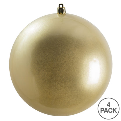 Vickerman 6" Champagne Candy Ball Ornament 4 per Bag