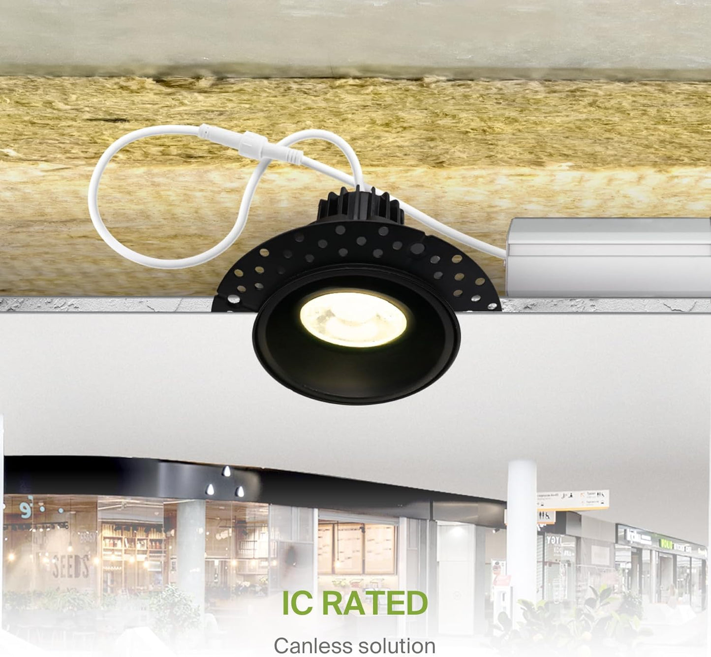 ASD Lighting LED Trimless Downlight Gimbal Round 2inch 8W 120V Triac 2700/3000/3500/4000/5000K Black ETL