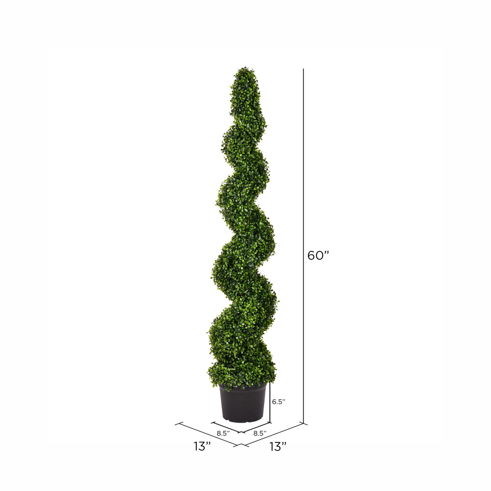 Vickerman 5' Artificial Potted Green Boxwood Spiral Tree.