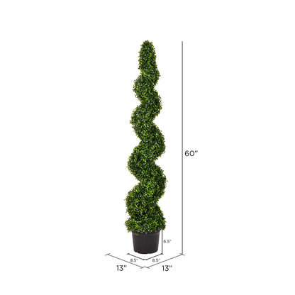 Vickerman 5' Artificial Potted Green Boxwood Spiral Tree.