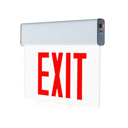 Westgate LED Edgelit Exit Sign W. B/C Single Face Univ 120/277V Red Letter, Clear Panel, White Housing, LED Exit & Emergency Lighting, 4.5W