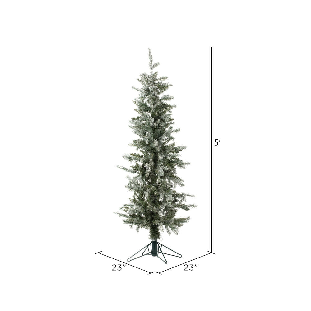 Vickerman 5' Frosted Glitter Tannenbaum Pine Artificial Christmas Tree Pure White LED Lights