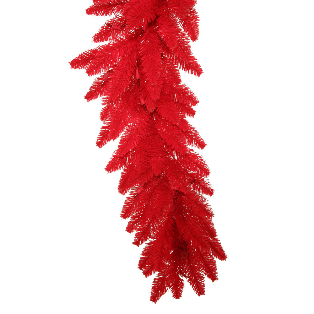 Vickerman 9' Red Artificial Christmas Garland Red Dura-Lit LED lights.