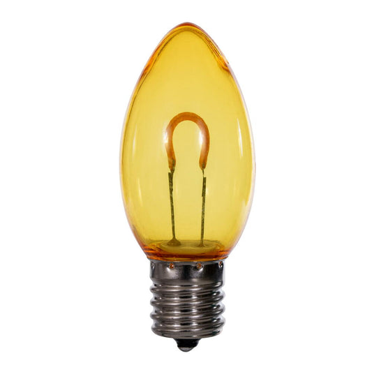 Vickerman C9 Transparent U-Shaped Filament Yellow Bulb, E17 Base, .6 Watts, 25 Pcs Assorted/Bag.  Colors included are Blue, Red, Green, Purple and Amber.