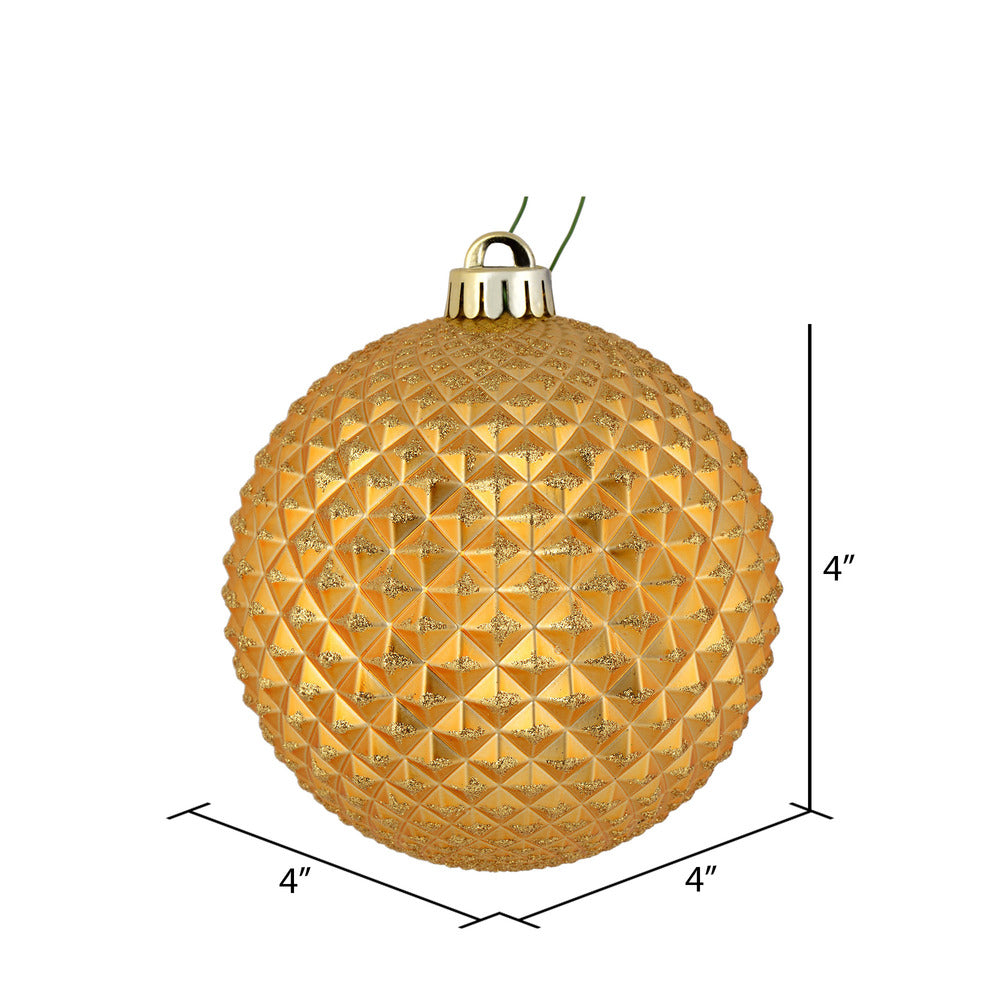 Vickerman 4" Copper Gold Durian Glitter Ball Ornament 6 per Bag