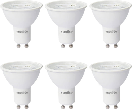 Sunlite 80529 LED MR16 Reflector Spotlight Bulb, 7 Watts (50W Halogen Bulb Replacement) 120 Volt, 550 Lumen, 35° Flood Beam, GU10 Base, Dimmable, ETL Listed, 6500K Daylight, 6 Count