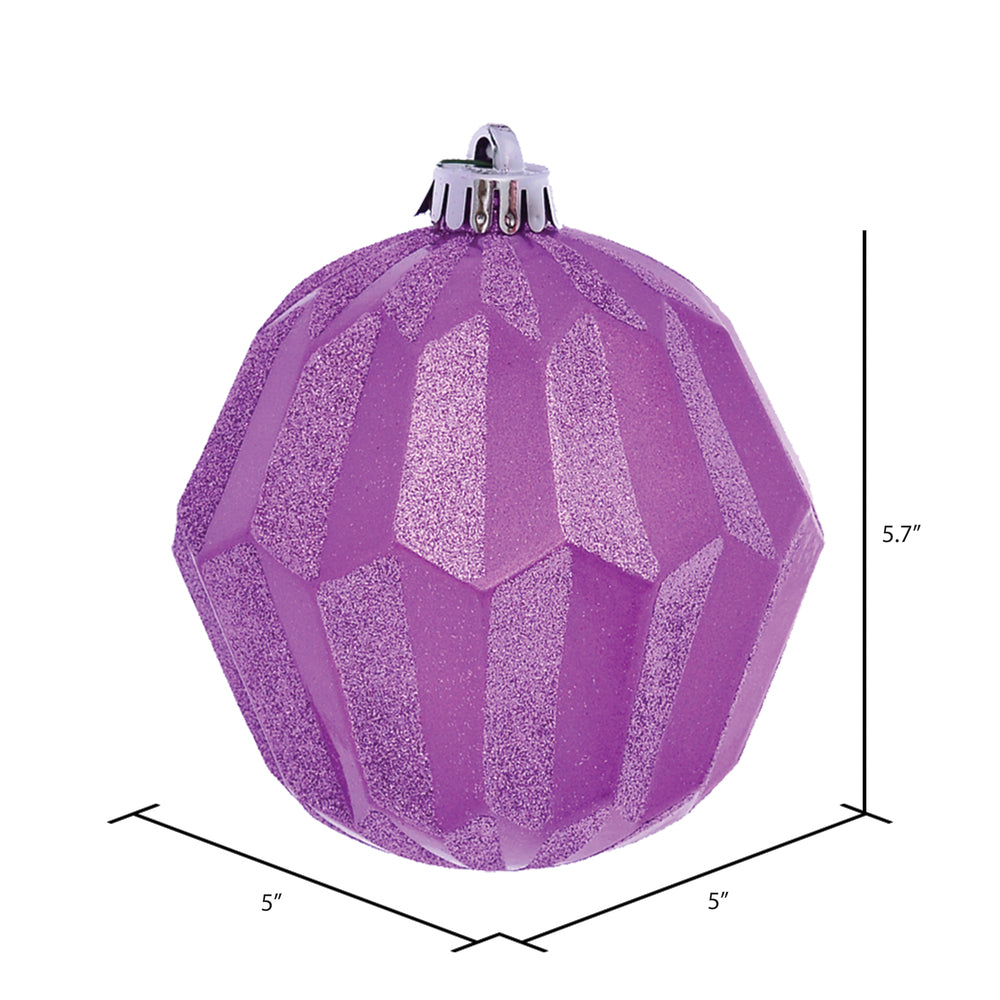 Vickerman 5" Orchid Glitter Faceted Ball Ornament 3 per Bag