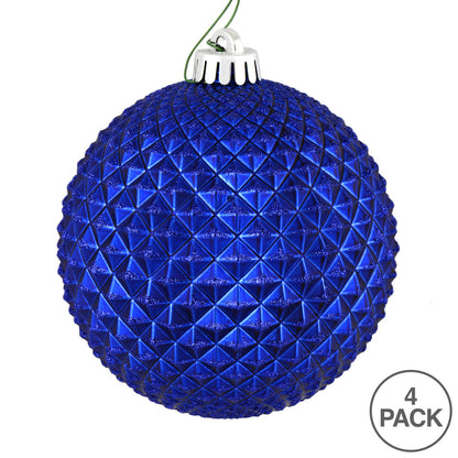 Vickerman 6" Cobalt Blue Durian Glitter Ball Ornament 4 per Bag