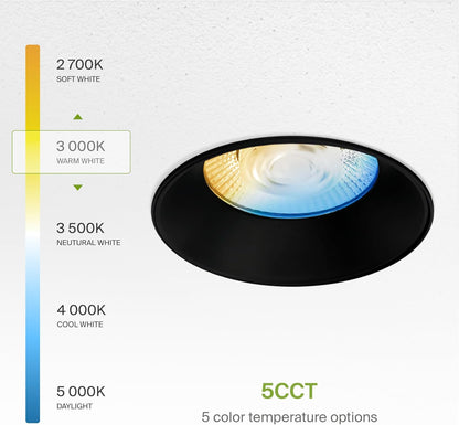 ASD Lighting LED Trimless Downlight Round 6inch 24W 120V Triac 2700/3000/3500/4000/5000K Black ETL Energy Star