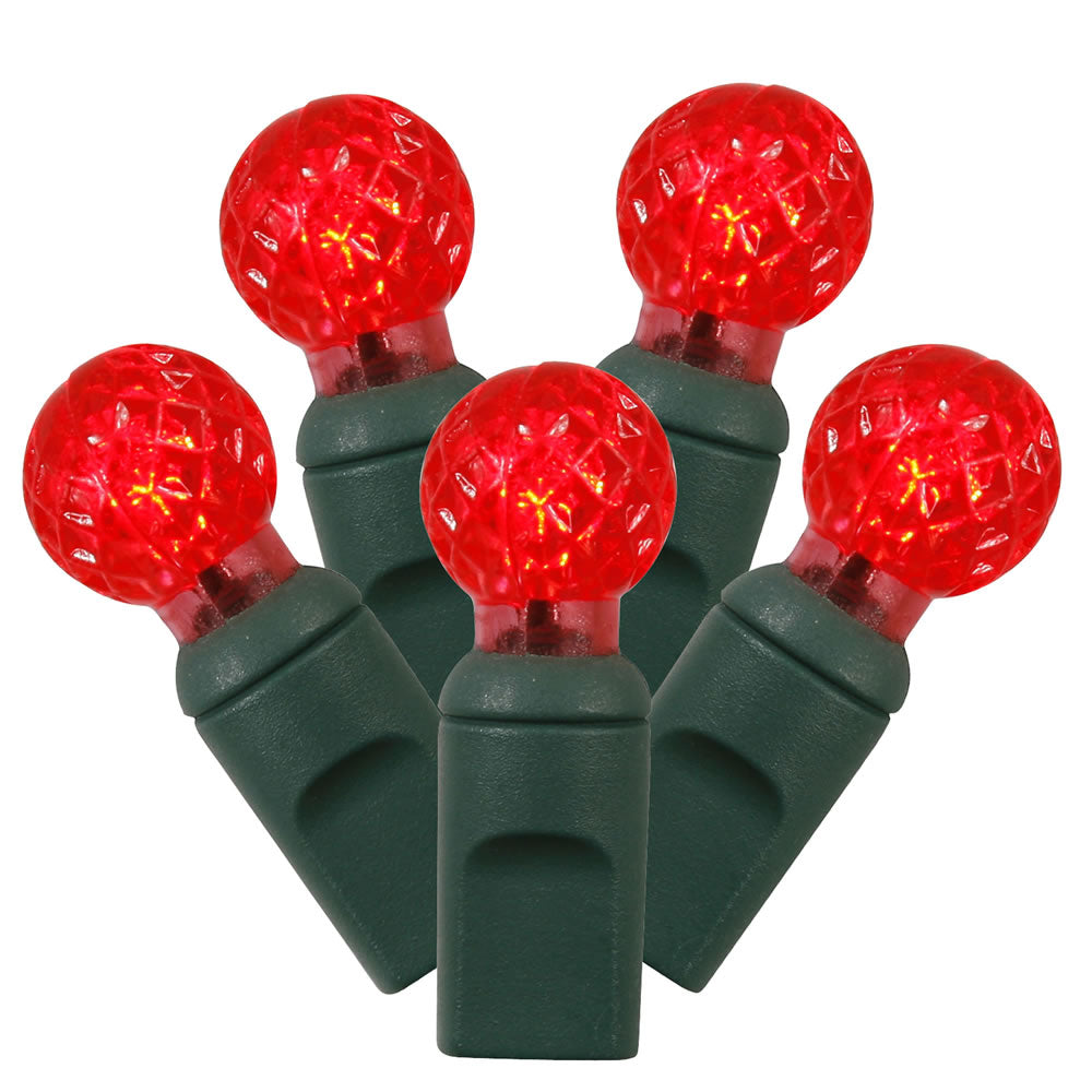 Vickerman 50 Red G12 LED Light on Green Wire 25' Christmas Single Mold Light Strand