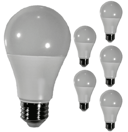 Damar A19 LED Light Bulb 9W 800 Lumen E26 Medium Base 2700K Warm White for Bedroom Living Room Lamp Home Light Bulb 120-277V CRI80 220° Beam Angle Dry/Damp Location White Finish Pack of 6