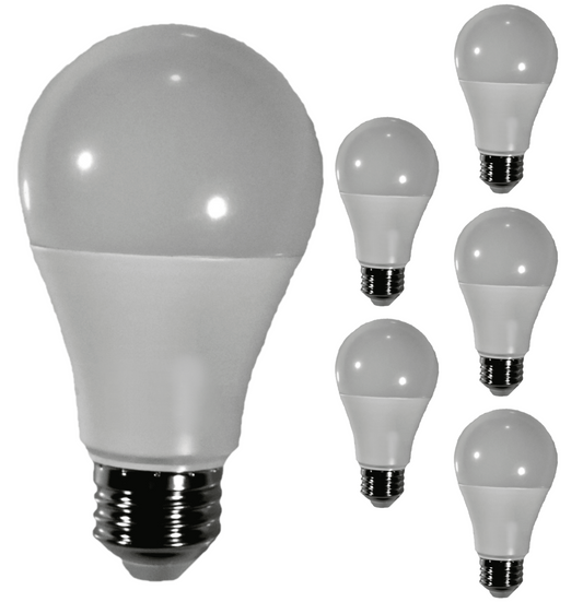 Damar A19 LED Light Bulb 9W 800 Lumen E26 Medium Base 2700K Warm White for Bedroom Living Room Lamp Home Light Bulb 120-277V CRI80 220° Beam Angle Dry/Damp Location White Finish Pack of 6