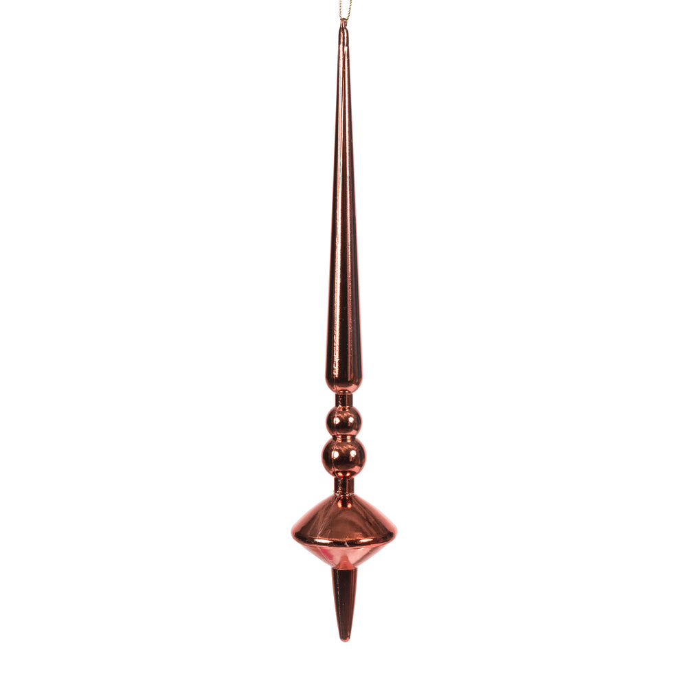 Vickerman 12" Coral Shiny Cupola Finial. This long finial ornament adds depth and texture to any holiday decorating project. Made with shatterproof plastic. Includes 3 pieces per bag.