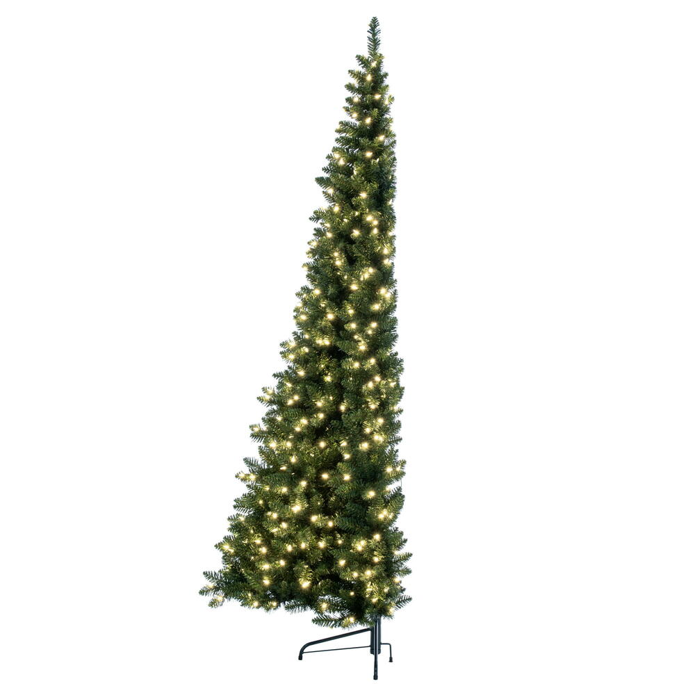 Vickerman 7.5' x 50" Chapel Pine Artificial Christmas Half Tree Warm White Dura-lit LED Lights