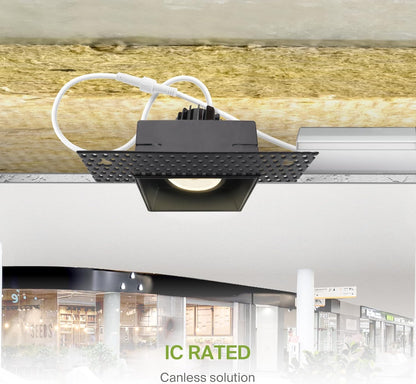 ASD Lighting LED Trimless Downlight Gimbal Square 2inch 8W 120V Triac 2700/3000/3500/4000/5000K Black ETL