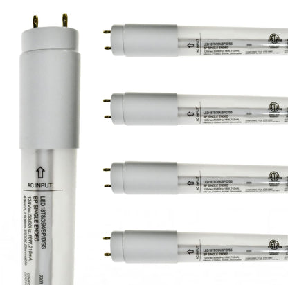 Damar- 4Ft T8 LED Tube Light Bulb Type B Single Ended Ballast Bypass Safety Shielded 18W 2100 Lumens 3500K Neutral White Dimmable G13 Bi-Pin Base 120V ETL Listed Pack of 5- Fluorescent Replacement