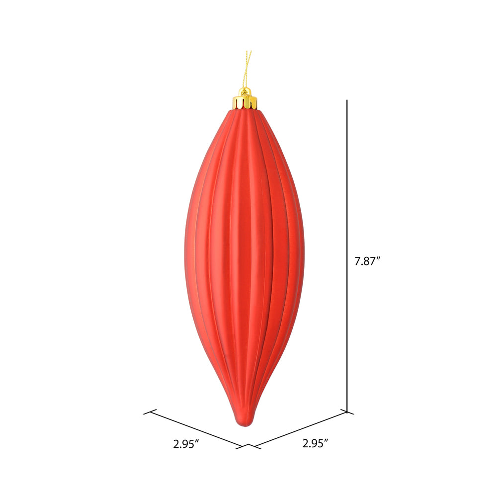 Vickerman 8" Red Matte Line Finial Ornament Pack of 4