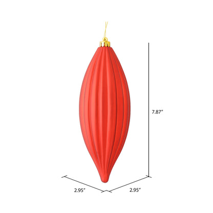 Vickerman 8" Red Matte Line Finial Ornament Pack of 4