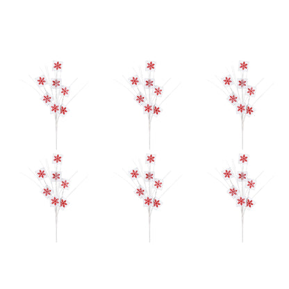 Vickerman Red/White Glitter Snowflake Artificial Christmas Spray. Includes 6 sprays per pack.