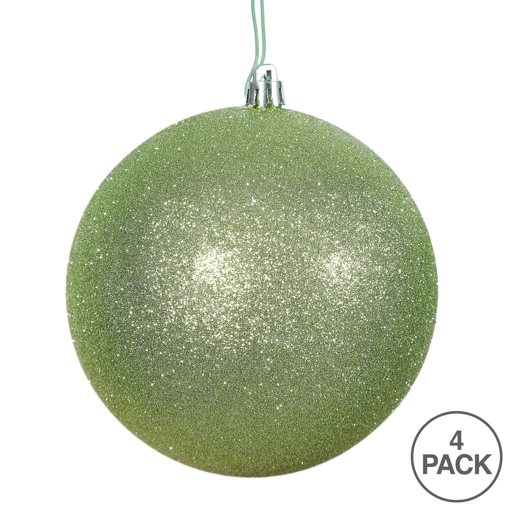 Vickerman 6" Celadon Glitter Ball Ornament 4 per Bag