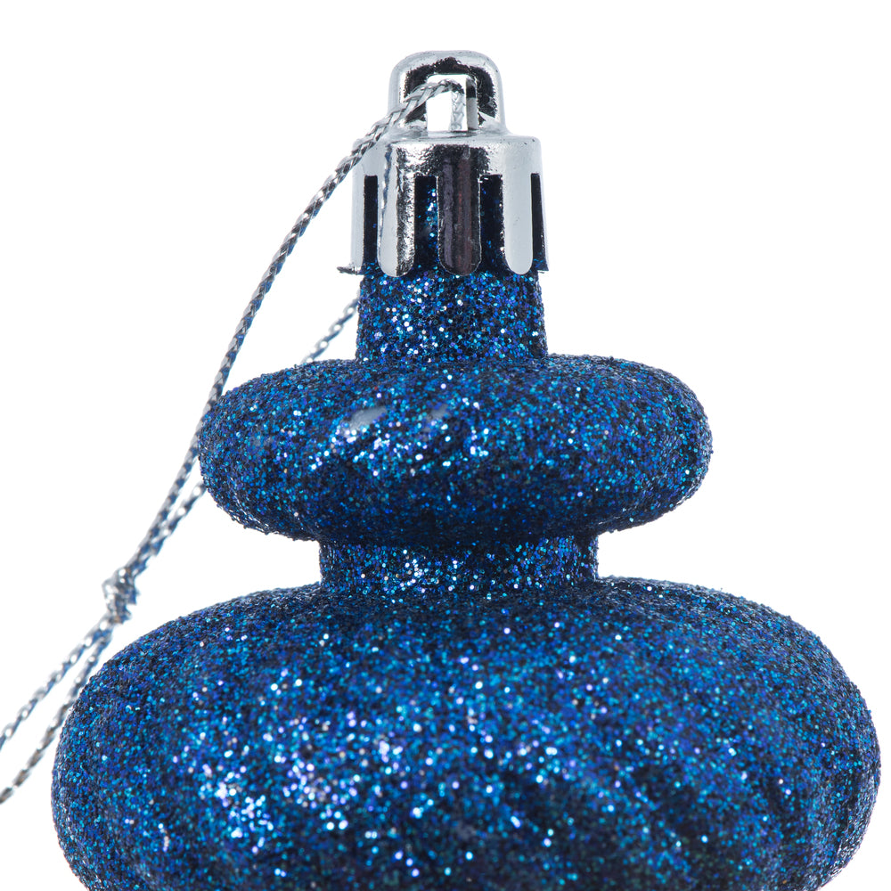 Vickerman 4" Midnight Blue 4-Finish Finial Ornament 8 per Box