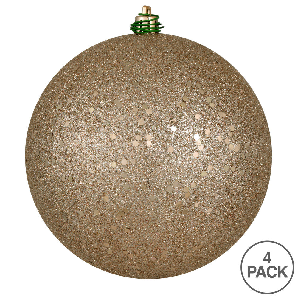 Vickerman 4.75" Oat Sequin Ball Ornament 4 per Bag