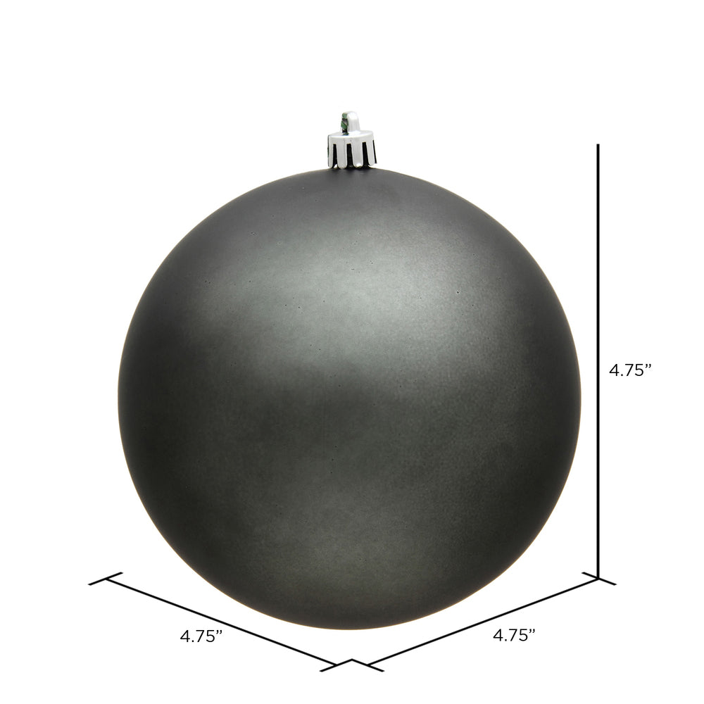 Vickerman 4.75" Pewter Matte Ball Ornament 4 per Bag