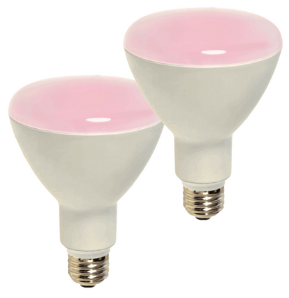 Damar BR30 LED Flood Light Bulb 13W 250 Lumen E26 Medium Base for Interior Home Decor Kitchen Recessed Can Light Bulbs 120V 120° Beam Angle White Finish Burns Intense Pink When Lit Pack of 2