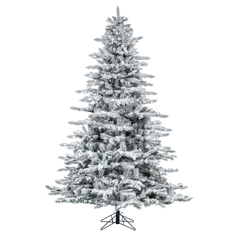 Vickerman 6.5' Flocked Utica Fir Artificial Christmas Tree Pure White LED Lights