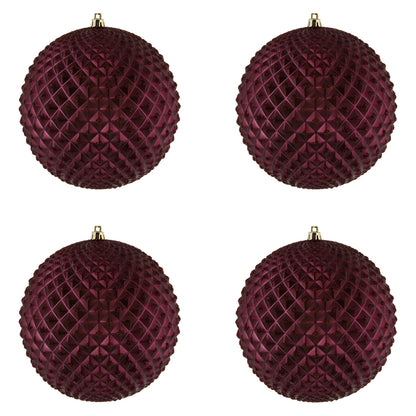 Vickerman 6" Wine Durian Glitter Ball Ornament 4 per Bag
