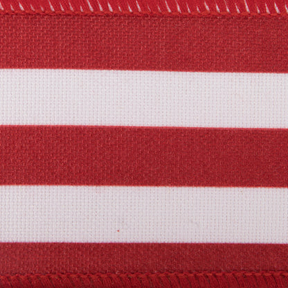 Vickerman 2.5" x 10 Yards Red Horizontal Red Stripe Print on Bovet Lining Ribbon.