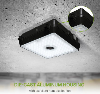 ASD Lighting LED Low-Profile Canopy with Q-base 45W 120-277V 0-10V Dimmable 140Lm/W 3000/4000/5000K Black UL DLC Premium