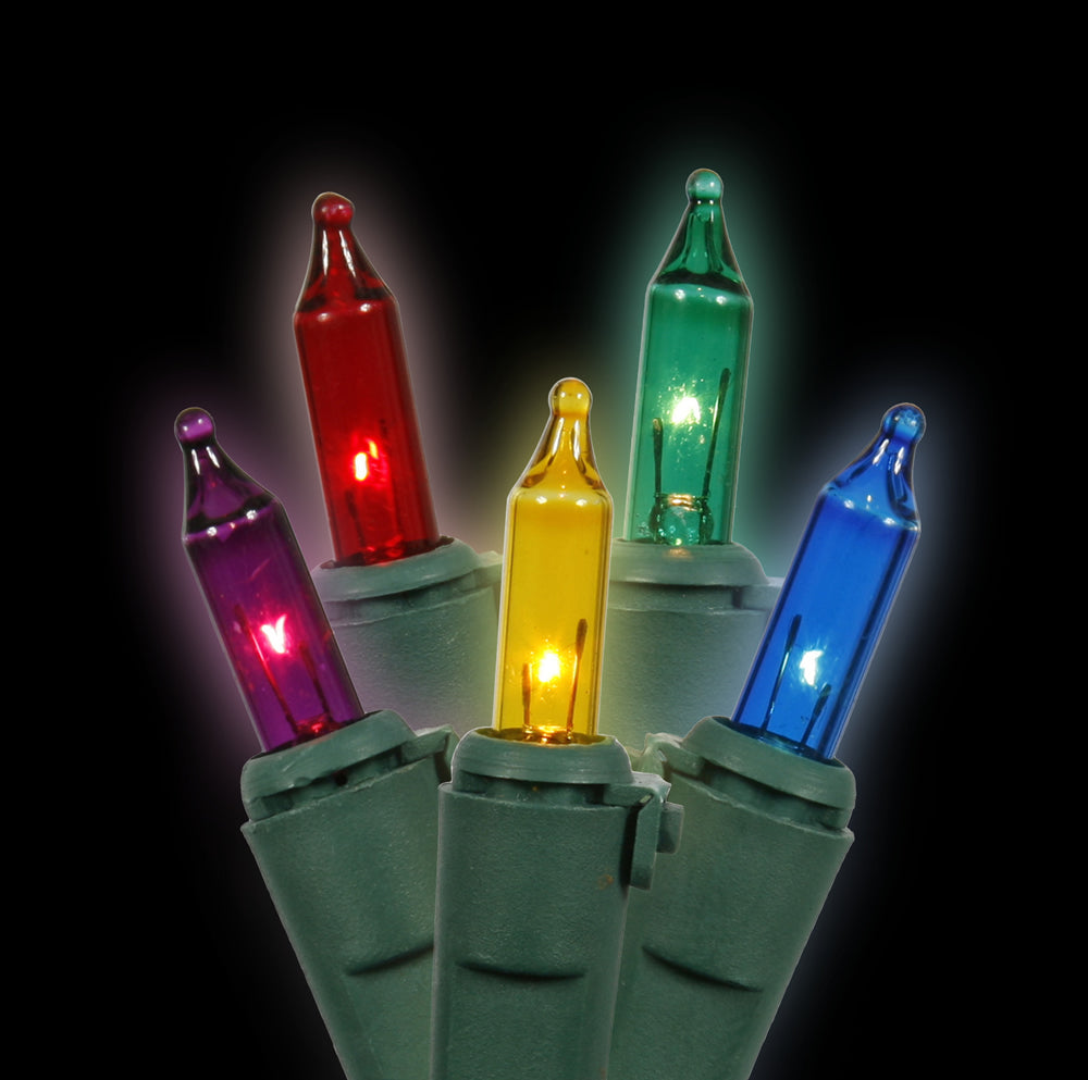 Vickerman 100 Multi-Colored Mini-Light on Green Wire 46' Christmas Light Strand