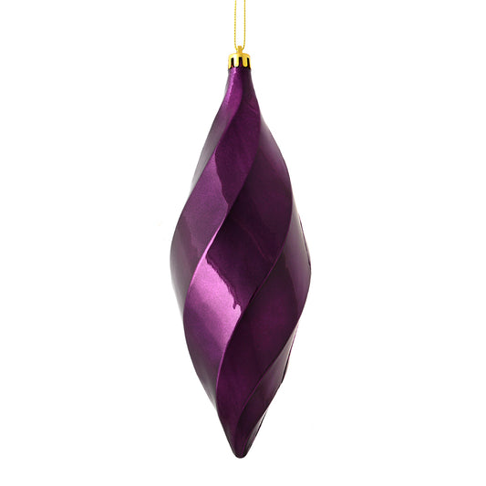 Vickerman 8" Lilac Shiny Swirl Finial Ornament Pack of 6