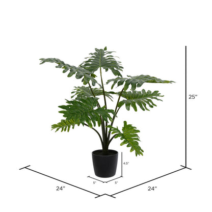 Vickerman 25" Artificial Potted Grand Philodendron Bush.