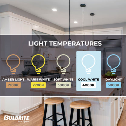 Bulbrite 6.5W LED LIGHT BULB B11 4000K FILAMENT E12 CANDELABRA BASE, CLEAR FINISH, DIMMABLE, 4PK