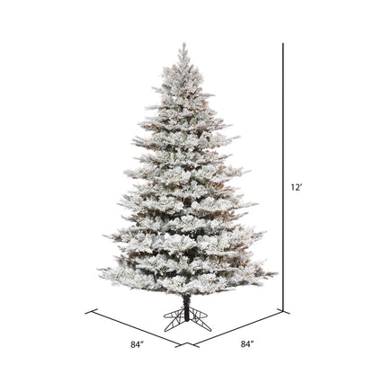 Vickerman 12' x 84" Flocked Kiana Christmas Tree Low Voltage LED Warm Lights
